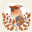 Wax bird colorful tattoo with mountain ash