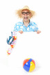 Foto: Schreiender Nerd mit Werbeschild Schreiender Nerd mit Werbeschild