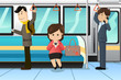 Peoples using cell phones in a train