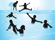 Vektor: Baden im Schwimmbad Baden im Schwimmbad