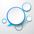 Paper white-blue round speech bubbles.