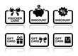 Voucher, gift, discount card vector icons set