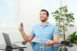Foto: happy businessman enjoys good news happy businessman enjoys good news