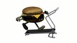 burger with arms and legs on running machine, 3d animation loop