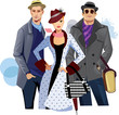 fashionable men and woman in coat