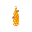 Jar of honey with small honeybees