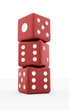 Three red dices isolated