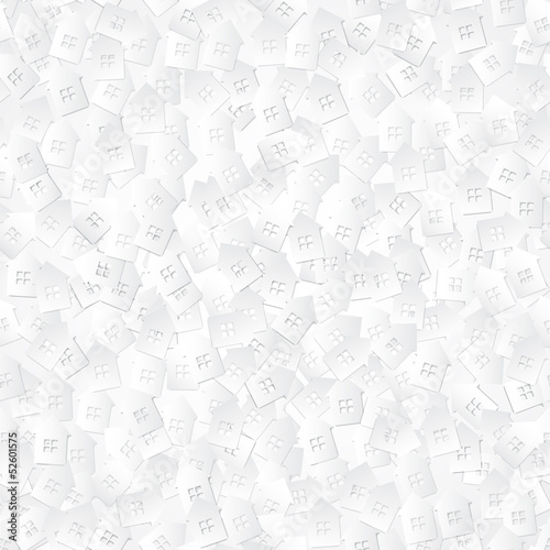 Vector: White abstract background with 3D paper cut houses White abstract background with 3D paper cut houses