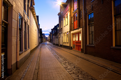 Photo: long street at night in Groningen, Netherlands long street at night in Groningen, Netherlands