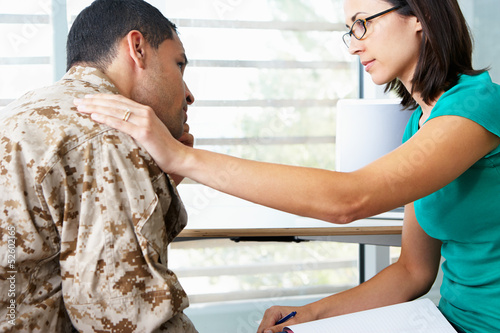 Photo: Soldier Having Counselling Session Soldier Having Counselling Session