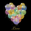 Big bunch of party balloons.Heart shape.
