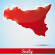 shiny icon in form of Sicily island, Italy