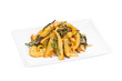 seafood with vegetables and seaweed