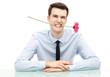 Photo: Businessman biting flower Businessman biting flower