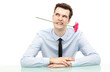 Photo: Businessman biting flower Businessman biting flower
