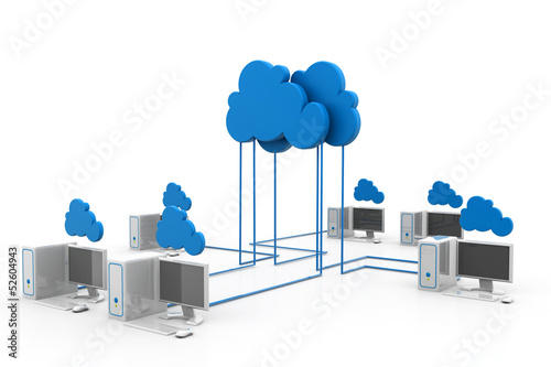 Illustration: Cloud computing devices. Cloud computing devices.