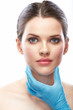Beauty Woman face surgery close up portrait.