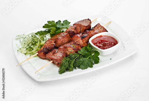 Photo: Grilled meat and vegetables Grilled meat and vegetables