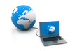 Computer connected to earth globe.
