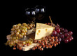 Grapes and cheese with wine