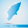 Vector: shiny icon in form of Rhodes island, Greece shiny icon in form of Rhodes island, Greece