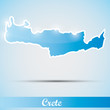 shiny icon in form of Crete island, Greece