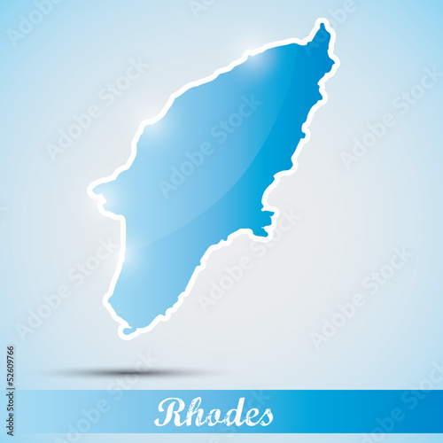 Vector: shiny icon in form of Rhodes island, Greece shiny icon in form of Rhodes island, Greece