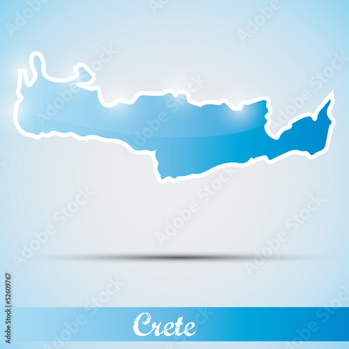 Vector: shiny icon in form of Crete island, Greece shiny icon in form of Crete island, Greece