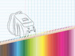 Dessin et crayons de couleur : sac à dos