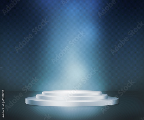 Illustration: Podium Spotlight Blue Background Podium Spotlight Blue Background