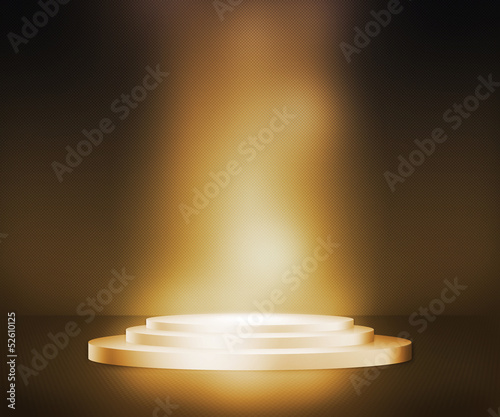 Illustration: Golden Podium Spotlight Background Golden Podium Spotlight Background