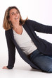 Laughing woman on the floor