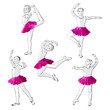 Vector: Ballerinas little girls in a pink dress and pointe Ballerinas little girls in a pink dress and pointe