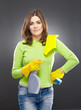 Housewife woman isolated on gray