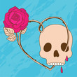 Vector background  with skull, heart and rose