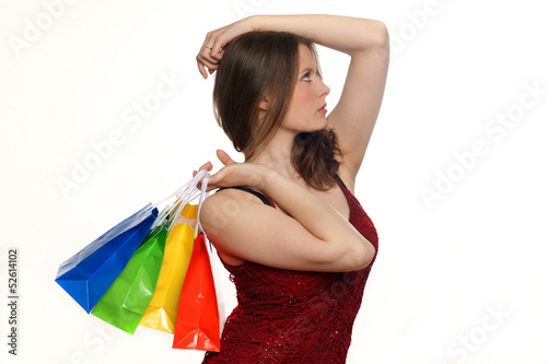 Photo: Junge Frau mit Einkaufstüten Junge Frau mit Einkaufstüten