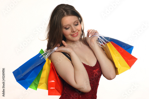 Photo: Junge Frau mit Einkaufstüten Junge Frau mit Einkaufstüten