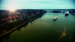 Cargo ships at sunset in Kiel Canal, Germany, time lapse