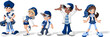 Group of hipster cartoon young people. Cool teenagers.