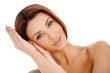 Beautiful woman giving the gesture for sleep