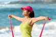 Fitness woman training shoulders