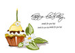 Vektor: Cupcake, Muffin Geburtstagskarte Cupcake, Muffin Geburtstagskarte