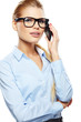 Happy smiling successful businesswoman with cell phone.