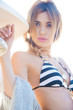 fashion model posing on the beach