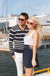 happy young couple in port