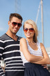 happy young couple in port