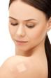 beautiful woman with medical patch or plaster