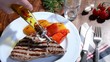 grilled steak with olive oil