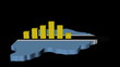 graph on Botswana map flag animation