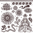 Set of ornamental Indian elements and symbols